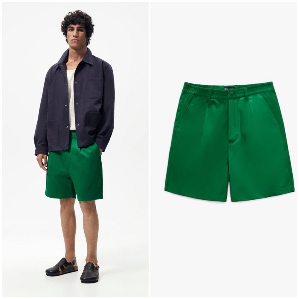 ⛳️HP⛳️ 𝗡𝗪𝗧 𝗭𝗮𝗿𝗮 • Javier S Medina Bermuda Shorts Elastic Waist Green 34